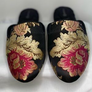 Birdies Phoebe Mule in Black Floral Jacquard